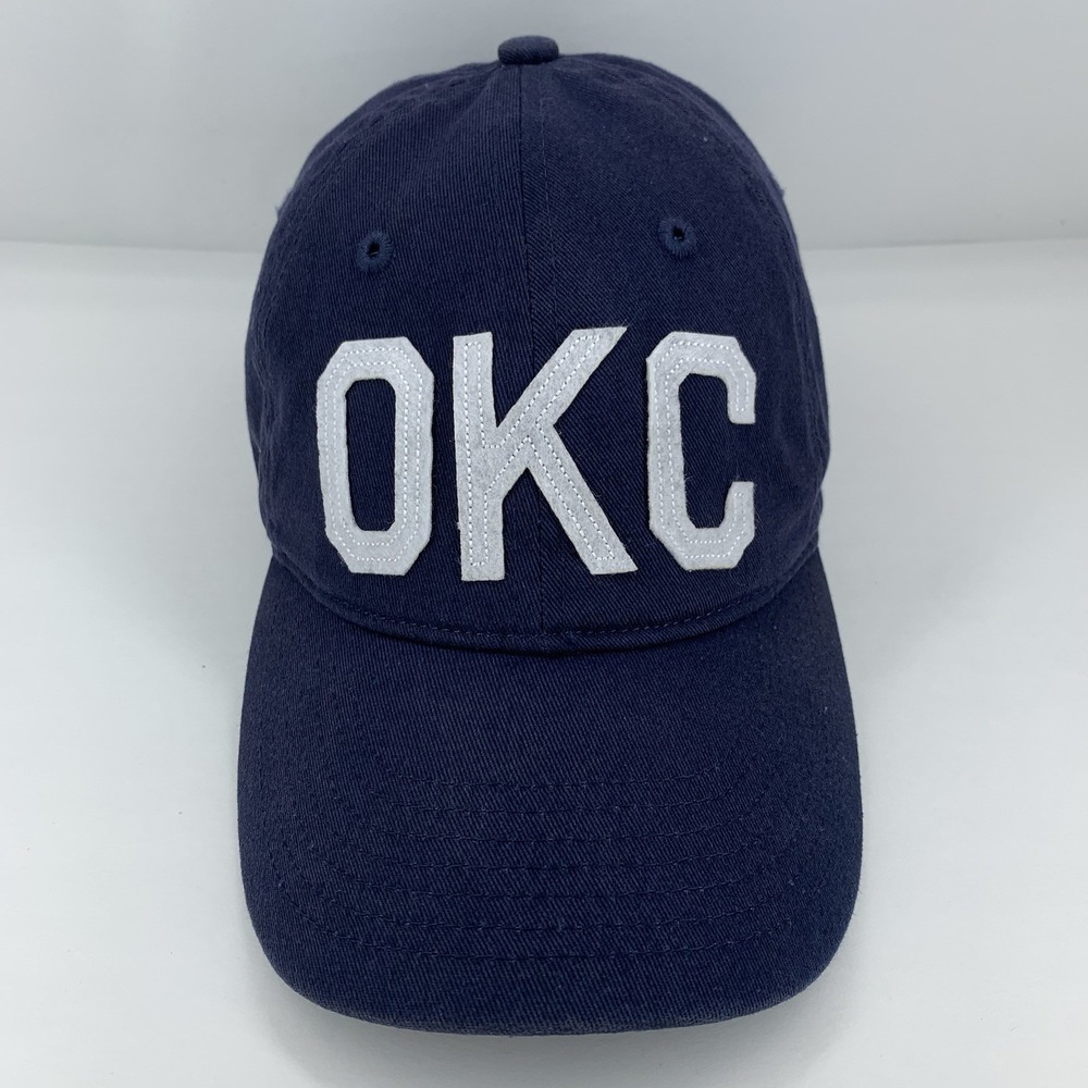 Aviate OKC Hat Oklahoma City Airport Code Souvenir Blue Adjustable Baseball Cap